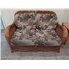 Image 1 : Woven Loveseat w/ Tropical Print Cushions 58"x38"x34"