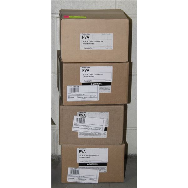 5 BOXES OF MALE/MALE VENT CONNECTORS 5"&10" PVA