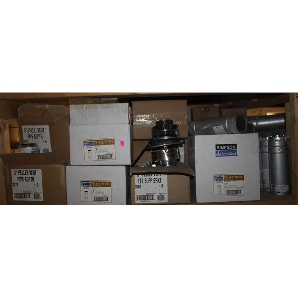 SHELF OF PELLET STOVE PARTS INCLUDES PIPE, PIPE