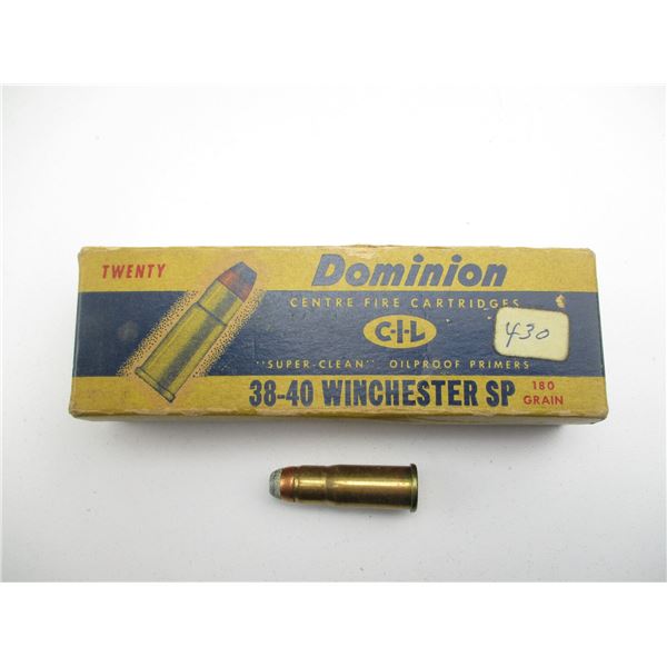 COLLECTIBLE DOMINION .38-40 WIN AMMO