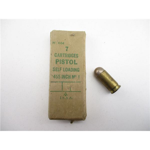 BRITISH MILITARY .455 WEBLEY AUTO AMMO