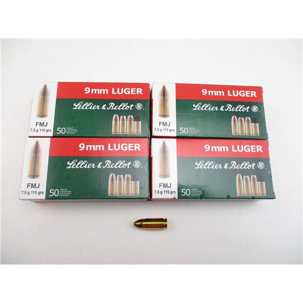 SELLIER & BELLOT 9MM LUGER AMMO LOT