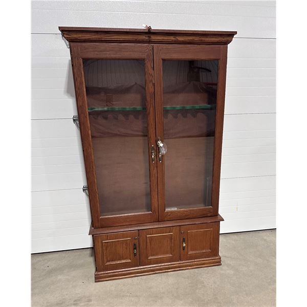 WIDE WOODEN RIFLE CABINET