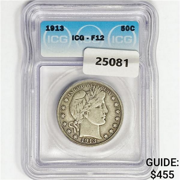 1913 Barber Half Dollar ICG F12