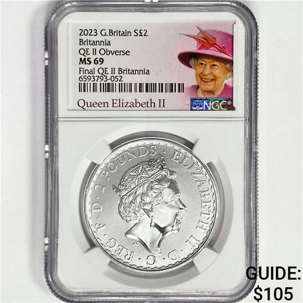 2023 1oz G.B. S2Â£ NGC MS69 Q. Elizabeth II