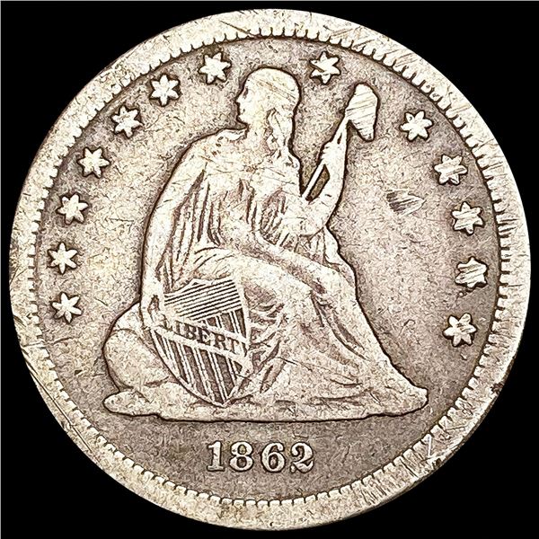 1862-S Seated Liberty Quarter LIGHTLY CIRCULATED