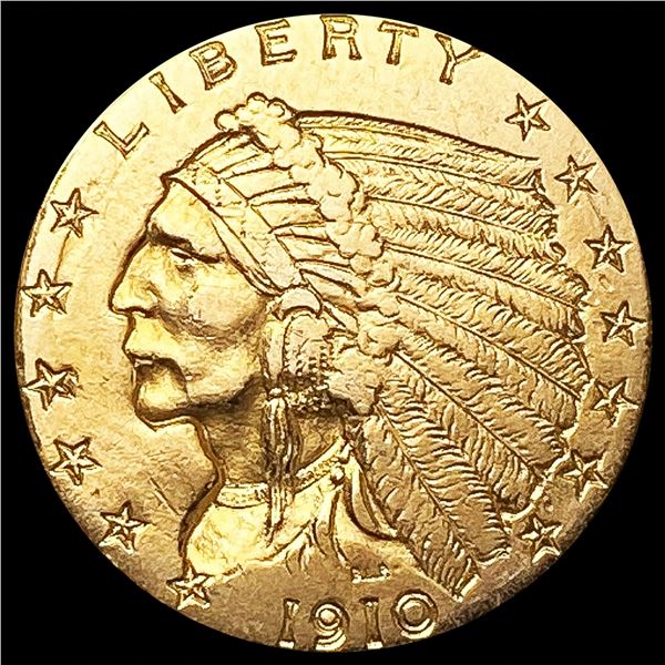 1910 $2.50 Gold Quarter Eagle NEARLY UNCIRCULATED