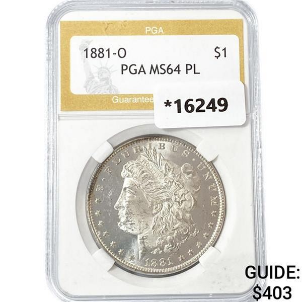 1881-O Morgan Silver Dollar PGA MS64 PL