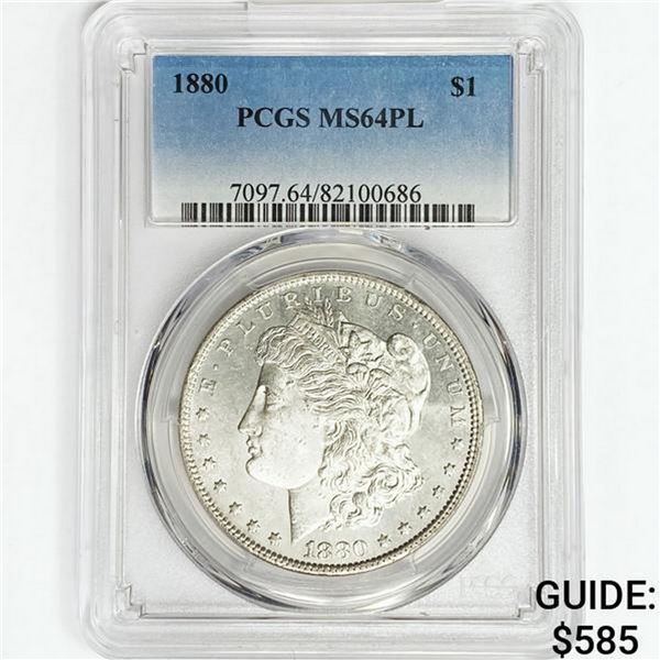 1880 Morgan Silver Dollar PCGS MS64 PL