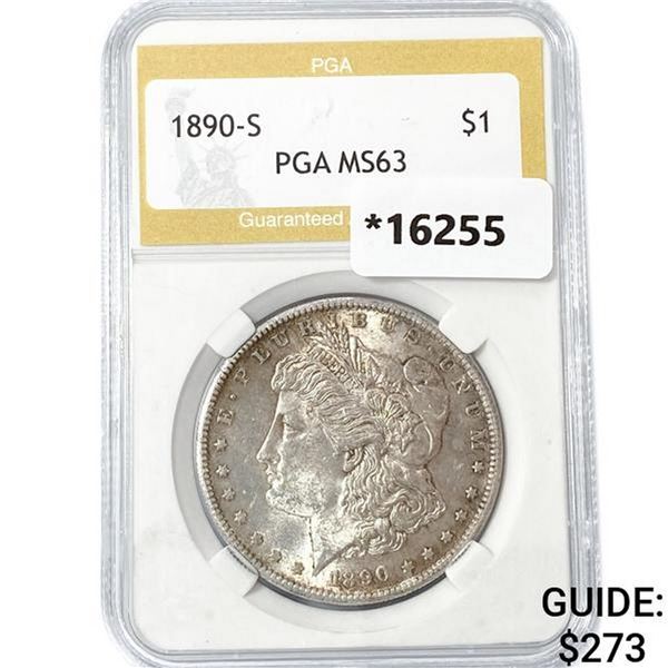 1890-S Morgan Silver Dollar PGA MS63