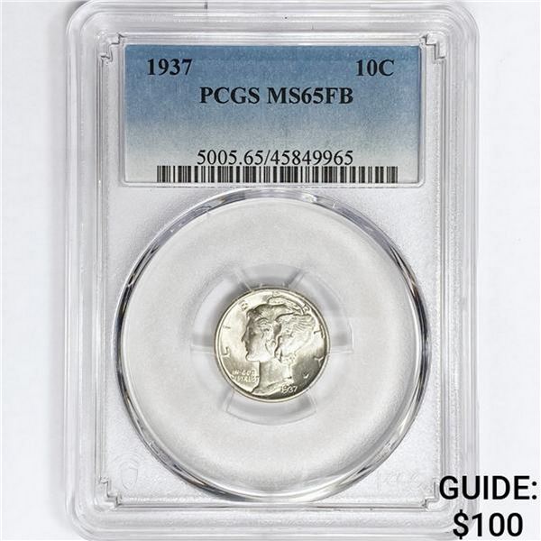 1937 Mercury Silver Dime PCGS MS65 FB