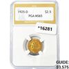 Image 1 : 1925-D $2.50 Gold Quarter Eagle PGA MS65