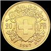 Image 2 : 1947 Swiss .1867oz Gold 20 Francs CHOICE BU