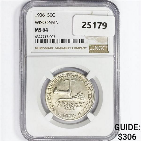 1936 Wisconsin Half Dollar NGC MS64