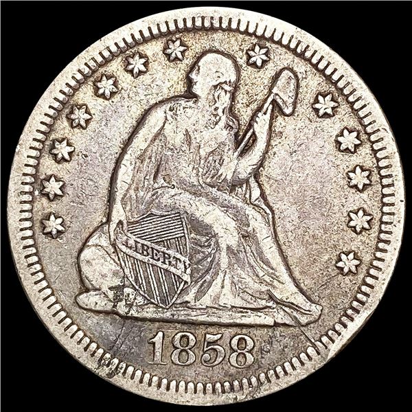 1858 Seated Liberty Quarter LIGHTLY CIRCULATED