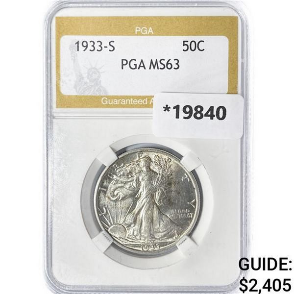 1933-S Walking Liberty Half Dollar PGA MS63