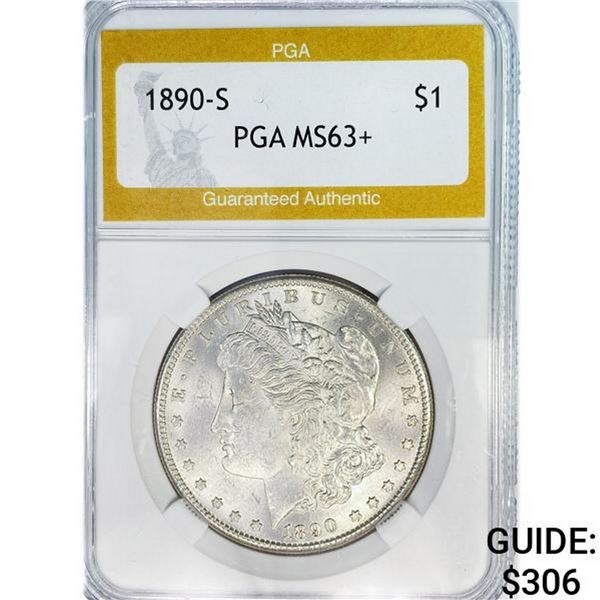 1890-S Morgan Silver Dollar PGA MS63+