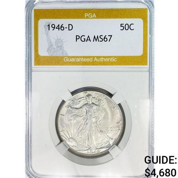 1946-D Walking Liberty Half Dollar PGA MS67