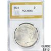 Image 1 : 1924 Silver Peace Dollar PGA MS65