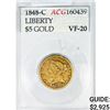 Image 1 : 1848-C $5 Gold Half Eagle ACG VF20