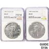 Image 1 : (2) 1987 American 1oz Silver Eagles NGC MS69
