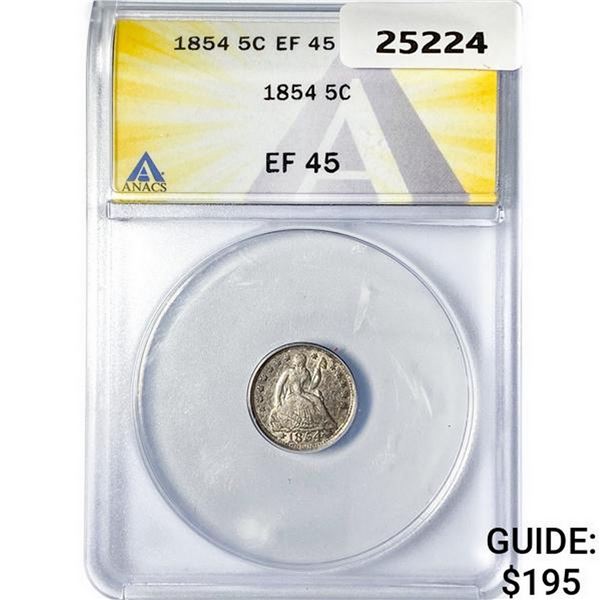 1854 Seated Liberty Half Dime ANACS EF45