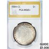 Image 1 : 1884-CC Morgan Silver Dollar PGA MS65+