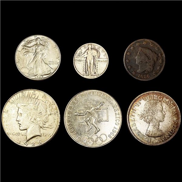 (6) Misc Coins (1828, 1920, 1926-S, 1945-D, 1964,