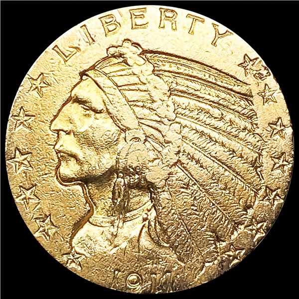 1911 $5 Gold Half Eagle LIGHTLY CIRCULATED