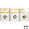 Image 1 : 1928-1937 Set (3) Mercury Silver Dime PGA AU, MS