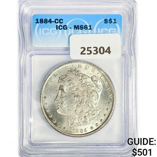 1884-CC Morgan Silver Dollar ICG MS61