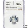 Image 1 : 1943 Wheat Cent NGC MS67