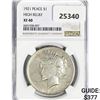 Image 1 : 1921 Silver Peace Dollar NGC XF40 High Relief
