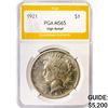 1921 Silver Peace Dollar PGA MS65 High Relief