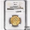 Image 1 : 1893 $10 Gold Eagle NGC MS61