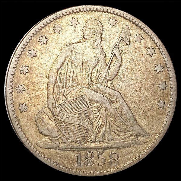 1858 Seated Liberty Half Dollar ABOUT UNCIRCULAT