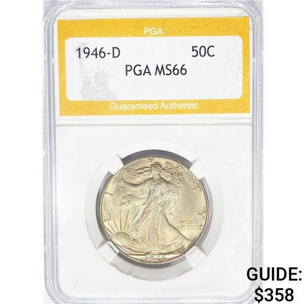 1946-D Walking Liberty Half Dollar PGA MS66