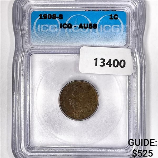 1908-S Indian Head Cent ICG AU58
