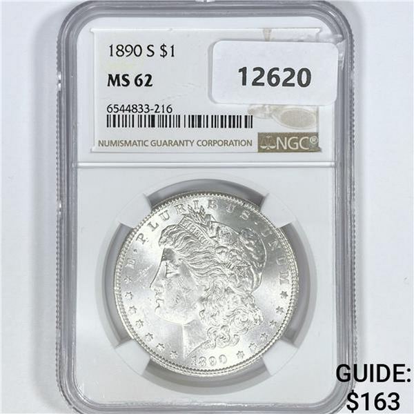 1890-S Morgan Silver Dollar NGC MS62