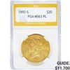 1892-S $20 Gold Double Eagle PGA MS63 PL