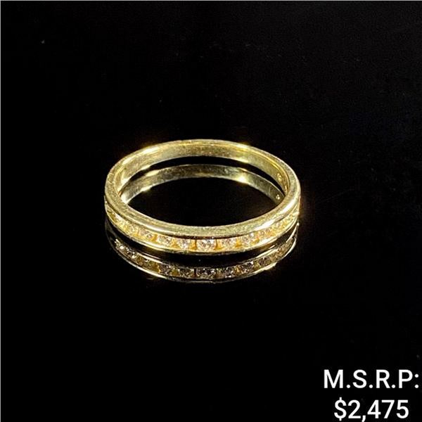 1.8 DWT 18 KT Gold w/ Dmnd Lining Ring Sz 8.5