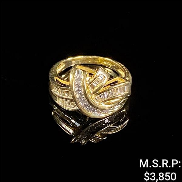 3.4 DWT 14 KT Gold w/ Dmnd Lining Ring Sz 7