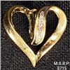 Image 1 : 1.2 DWT 10 KT Gold Heart Pendant w/ Diamond