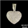 Image 1 : 7.6 DWT 14 KT Wht Gold Heart w/Dmnds Pendant