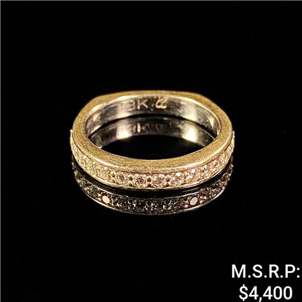 2.7 DWT 18 KT Wht Gold w/ Dmnd Lining Ring Sz 4.5