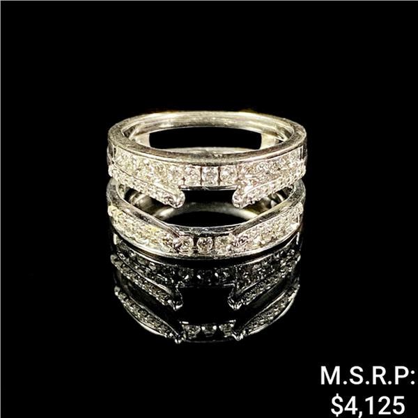 3.7 DWT 14 KT Wht Gold w/ Dmnd Lining Ring Sz 6
