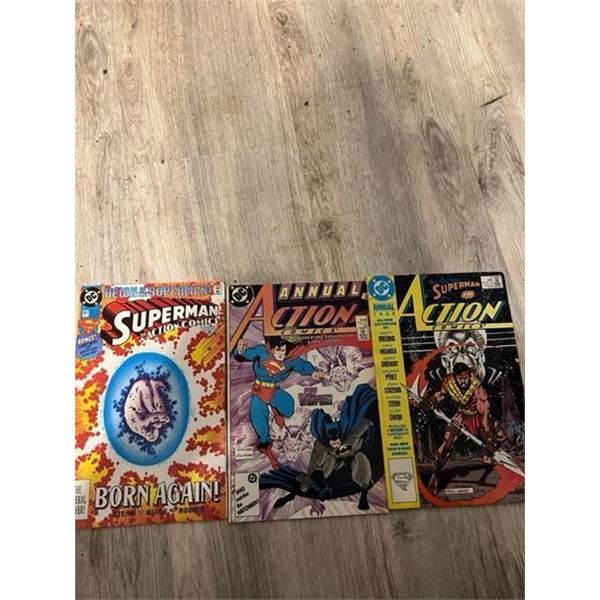 Set of 3 Superman Action Comics, Annual 1989, Born Again, Cry Vampire all Fine