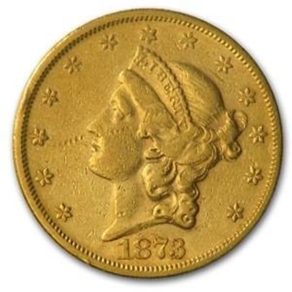 1873 $20 Gold Liberty Double Eagle Open