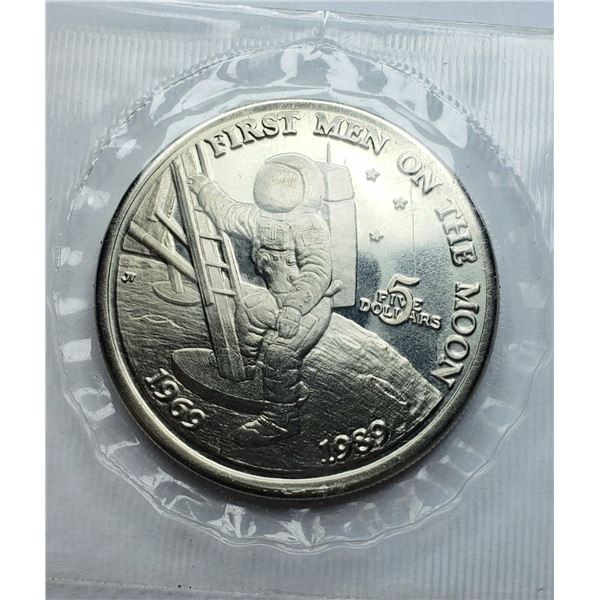 1989 MARSHALL ISLANDS 20TH ANNIVERSARY FIRST MEN ON THE MOON FIVE DOLLAR COIN