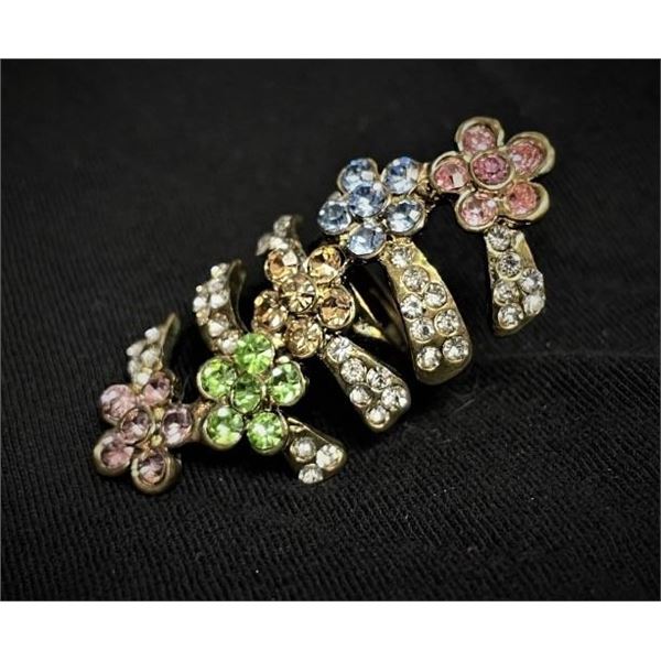 Rhinestone Flower Ring, Adjustable